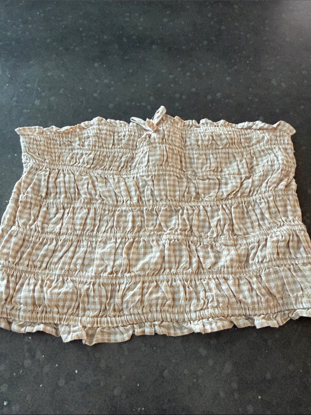 Japna Beige Smocked Crop Tube Top